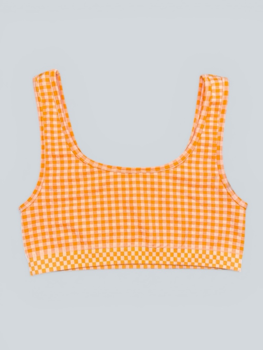 ZARA Orange Gingham Seamless Crop Top - Picture 3 of 3